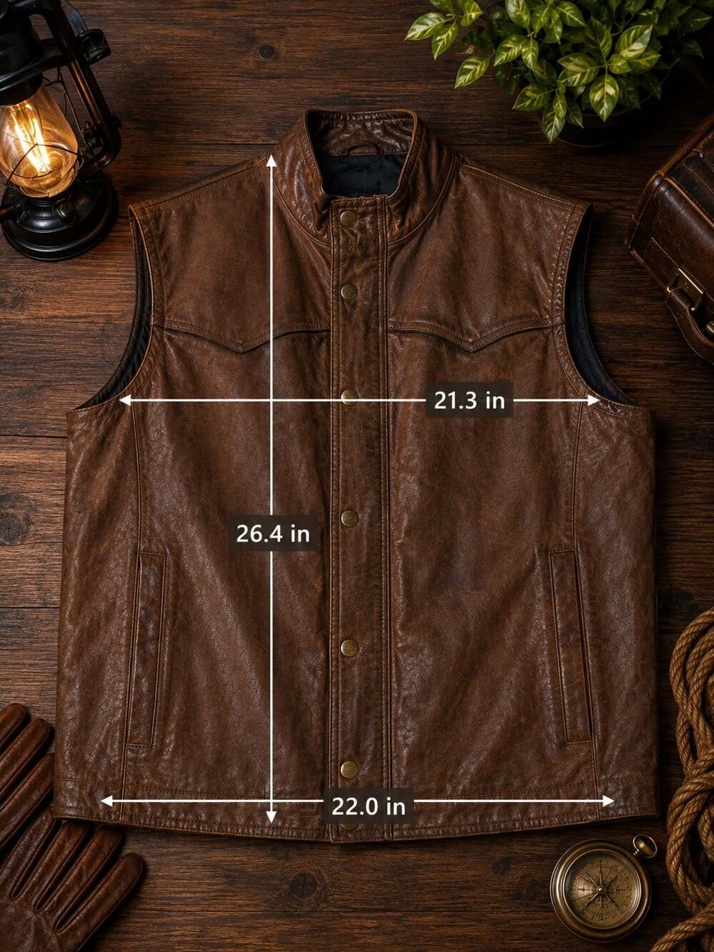 First Mfg Co Sharp Shooter Distressed Brown Cowhide Leather Biker Vest sheepskin